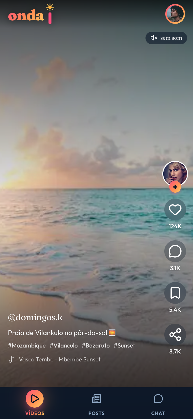 Onda video feed — sunset at Praia de Vilankulo